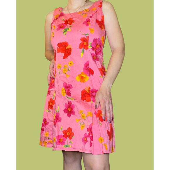 💜 3/$25💜 Love Shack Retro Chic Party DRESS Size 8 Floral Pink Vintage Y2K - Picture 1 of 11